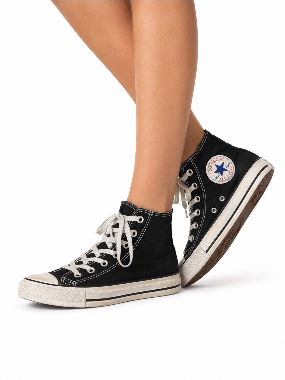 Converse High Top Sneakers in Black with White Trim